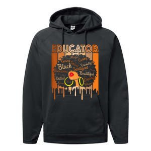 Black Melanin Educator Apparel American African Pride Performance Fleece Hoodie