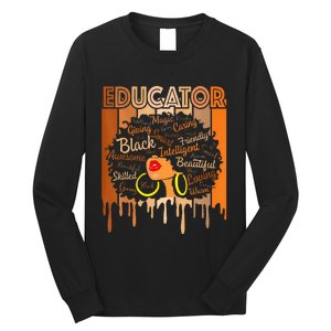 Black Melanin Educator Apparel American African Pride Long Sleeve Shirt