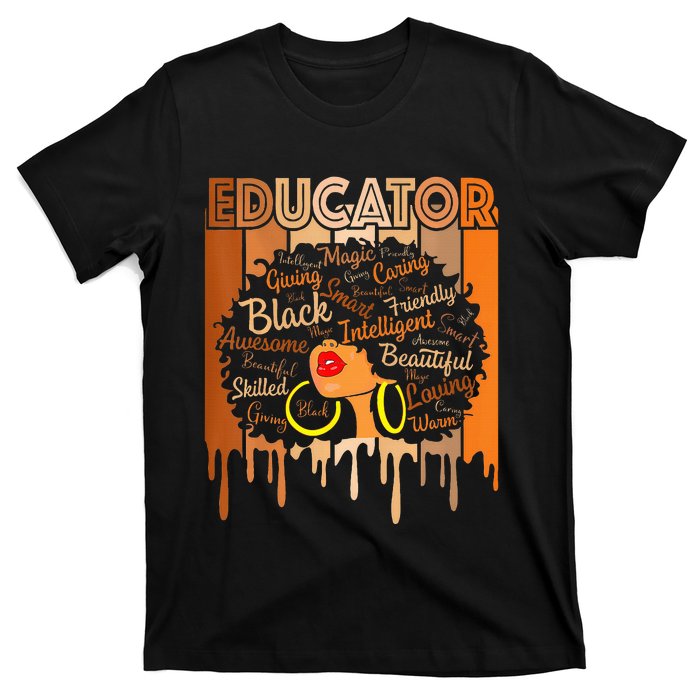 Black Melanin Educator Apparel American African Pride T-Shirt