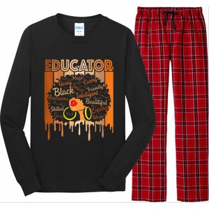 Black Melanin Educator Apparel American African Pride Long Sleeve Pajama Set