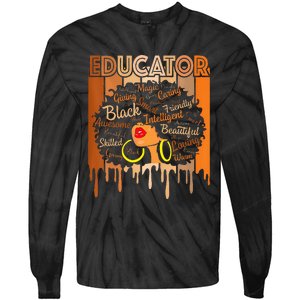 Black Melanin Educator Apparel American African Pride Tie-Dye Long Sleeve Shirt