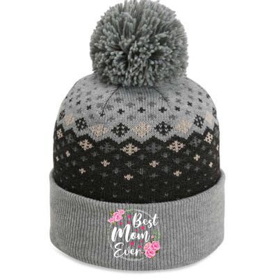 Best Mom Ever Cute Floral Happy Mother's Day Funny Gift The Baniff Cuffed Pom Beanie