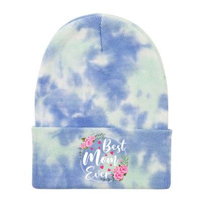 Best Mom Ever Cute Floral Happy Mother's Day Funny Gift Tie Dye 12in Knit Beanie