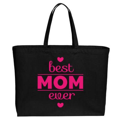 Best Mom Ever Heart Gift Cotton Canvas Jumbo Tote