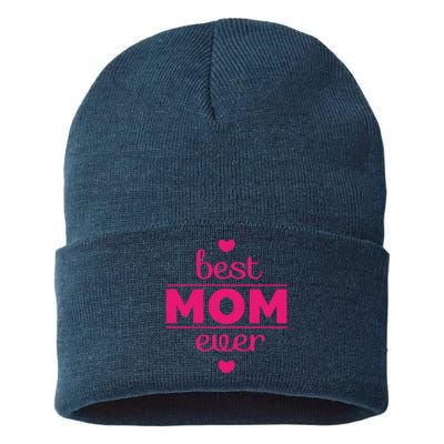 Best Mom Ever Heart Gift Sustainable Knit Beanie