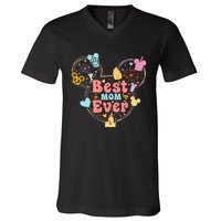 Best Mom Ever Mother's Day Gift Minnie Mom Cute Mama Matching Family V-Neck T-Shirt