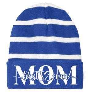 Best Mom Ever Mothers Day Funny Gift From Daughter Son Husband Cute Gift Striped Beanie with Solid Band