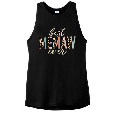 Best Memaw Ever Gifts Leopard Print Mothers Day Ladies PosiCharge Tri-Blend Wicking Tank