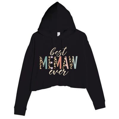 Best Memaw Ever Gifts Leopard Print Mothers Day Crop Fleece Hoodie