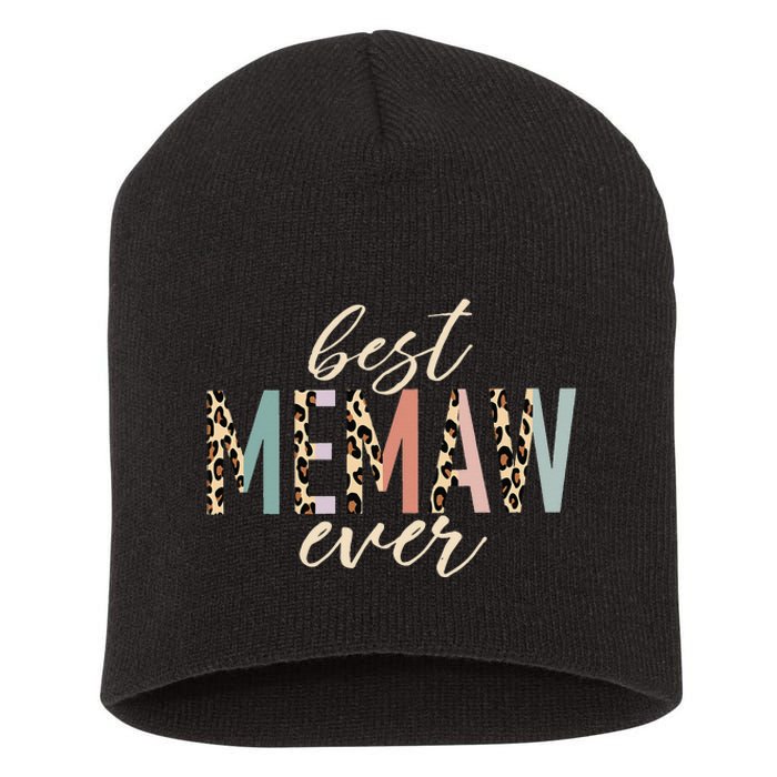 Best Memaw Ever Gifts Leopard Print Mothers Day Short Acrylic Beanie