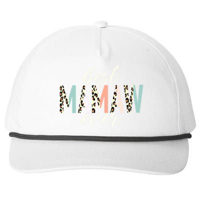 Best Mamaw Ever Gift Leopard Print Mothers Day Snapback Five-Panel Rope Hat