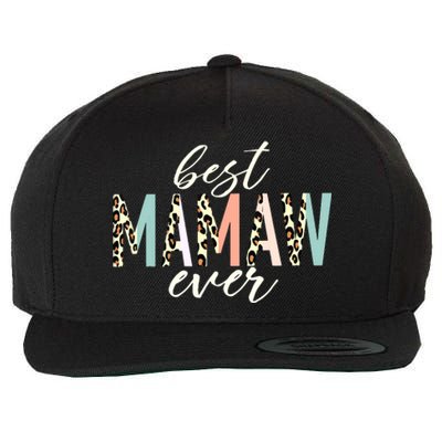 Best Mamaw Ever Gift Leopard Print Mothers Day Wool Snapback Cap