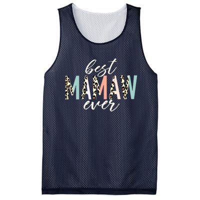 Best Mamaw Ever Gift Leopard Print Mothers Day Mesh Reversible Basketball Jersey Tank