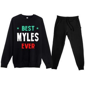 Best Myles Ever First Name Funny Nickname Humor Personalized Meaningful Gift Premium Crewneck Sweatsuit Set