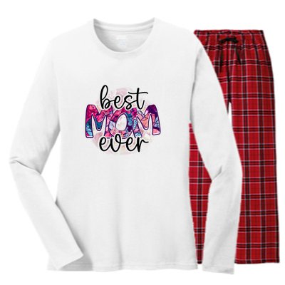 Best Mom Ever Gift For Mother's Day Women's Long Sleeve Flannel Pajama Set 