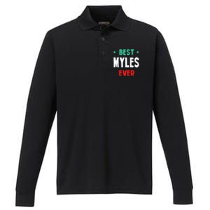 Best Myles Ever First Name Funny Nickname Humor Personalized Great Gift Performance Long Sleeve Polo