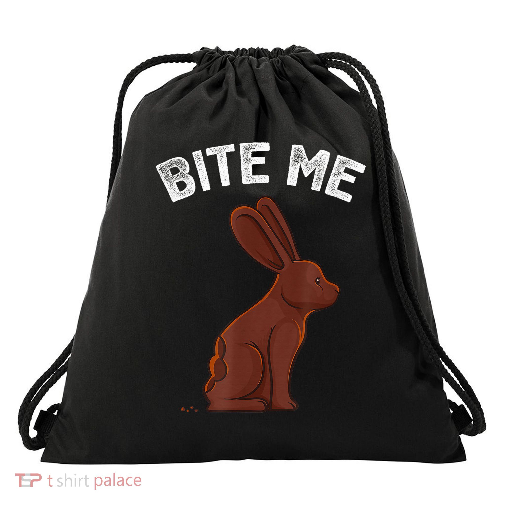 Bite Me Easter Bunny Joke Meme Chocolate Drawstring Bag