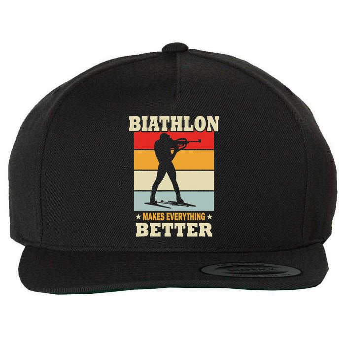 Biathlon Makes Everything Better Biathlon Wool Snapback Cap