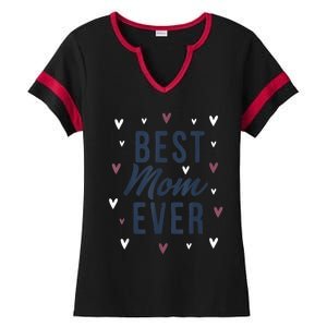 Best Mom Ever Gifts Cute Love Heart Print Mama Ladies Halftime Notch Neck Tee