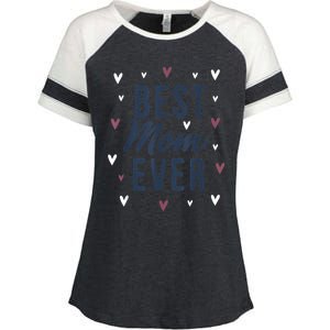 Best Mom Ever Gifts Cute Love Heart Print Mama Enza Ladies Jersey Colorblock Tee