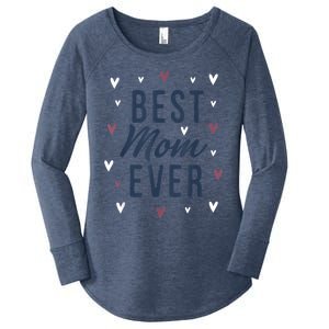 Best Mom Ever Gifts Cute Love Heart Print Mama Women's Perfect Tri Tunic Long Sleeve Shirt