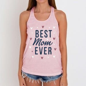 Best Mom Ever Gifts Cute Love Heart Print Mama Women's Knotted Racerback Tank