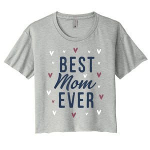 Best Mom Ever Gifts Cute Love Heart Print Mama Women's Crop Top Tee