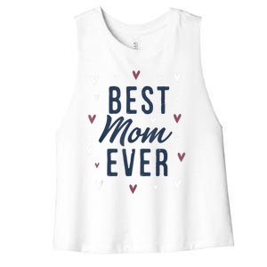 Best Mom Ever Gifts Cute Love Heart Print Mama Women's Racerback Cropped Tank