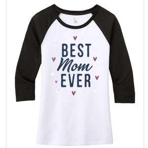 Best Mom Ever Gifts Cute Love Heart Print Mama Women's Tri-Blend 3/4-Sleeve Raglan Shirt