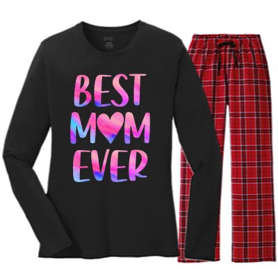 Best Mom Ever Mother's Day From Daughter Mom Women's Long Sleeve Flannel Pajama Set 