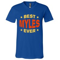 Best Myles Ever Name Birthday Nickname Bday Personalized Meaningful Gift V-Neck T-Shirt