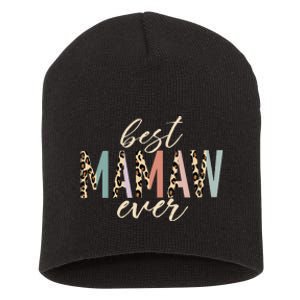 Best Mamaw Ever Gifts Leopard Print Mothers Day Short Acrylic Beanie