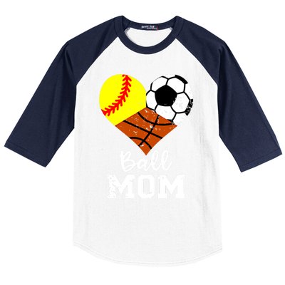 Ball Mom Funny Softball Soccer Basketball Mom Great Gift Baseball Sleeve Shirt