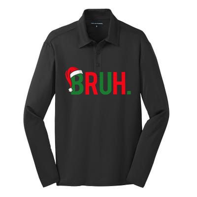 Bruh Meme Funny Saying Bro Greeting Christmas Silk Touch Performance Long Sleeve Polo