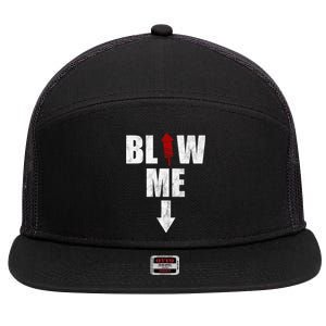 Blow Me Fireworks Firecracker Funny July 4th 7 Panel Mesh Trucker Snapback Hat