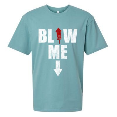 Blow Me Fireworks Firecracker Funny July 4th Sueded Cloud Jersey T-Shirt