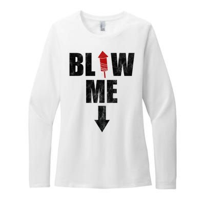 Blow Me Fireworks Firecracker Funny July 4th Womens CVC Long Sleeve Shirt