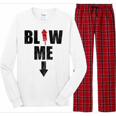 Blow Me Fireworks Firecracker Funny July 4th Long Sleeve Pajama Set