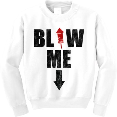 Blow Me Fireworks Firecracker Funny July 4th Kids Sweatshirt