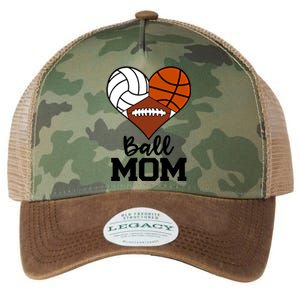 Ball Mom Funny Volleyball Basketball Football Player Mom Cool Gift Legacy Tie Dye Trucker Hat