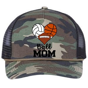 Ball Mom Funny Volleyball Basketball Football Player Mom Cool Gift Retro Rope Trucker Hat Cap