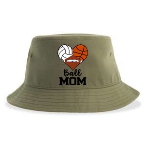 Ball Mom Funny Volleyball Basketball Football Player Mom Cool Gift Sustainable Bucket Hat