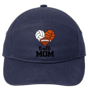 Ball Mom Funny Volleyball Basketball Football Player Mom Cool Gift 7-Panel Snapback Hat