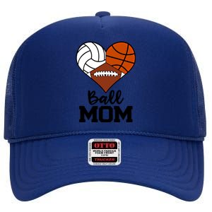 Ball Mom Funny Volleyball Basketball Football Player Mom Cool Gift High Crown Mesh Back Trucker Hat