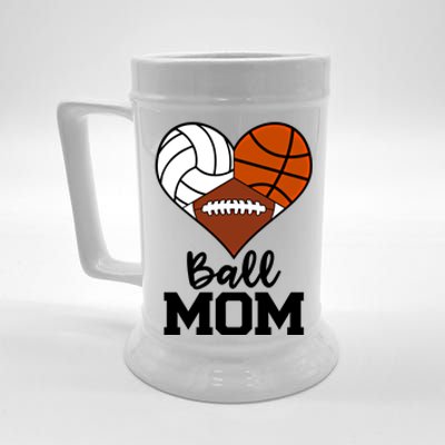 Ball Mom Funny Volleyball Basketball Football Player Mom Cool Gift Beer Stein