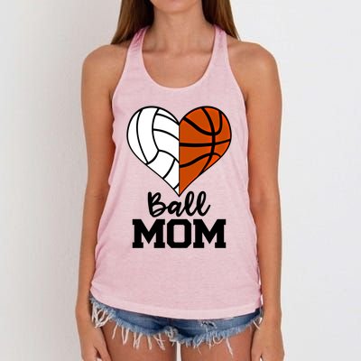 Ball Mom Funny Volleyball Basketball Player Mom Gift Women's Knotted Racerback Tank