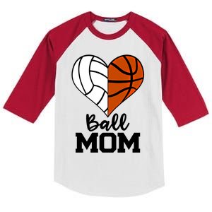 Ball Mom Funny Volleyball Basketball Player Mom Gift Kids Colorblock Raglan Jersey