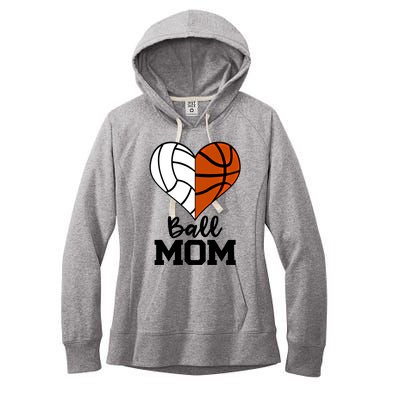 Ball Mom Funny Volleyball Basketball Player Mom Gift Women's Fleece Hoodie