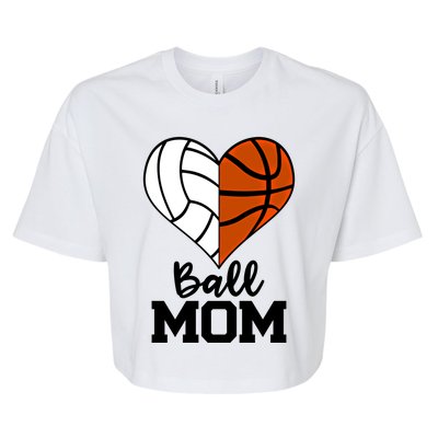 Ball Mom Funny Volleyball Basketball Player Mom Gift Bella+Canvas Jersey Crop Tee