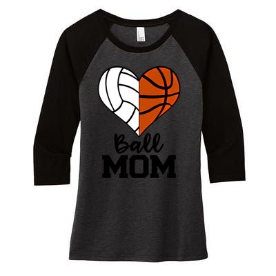 Ball Mom Funny Volleyball Basketball Player Mom Gift Women's Tri-Blend 3/4-Sleeve Raglan Shirt